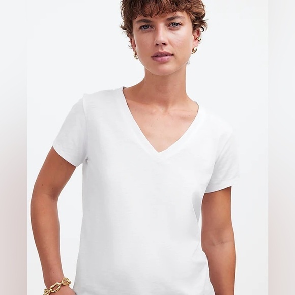 Madewell | 2023 Relaxed Classic 100% Cotton White V-Neck Tee Size Large - Picture 2 of 12